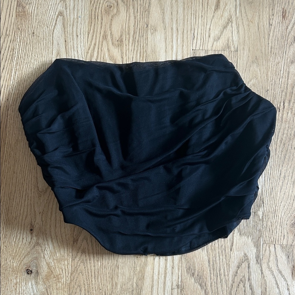 Black Back Boned Mesh Bustier Zip Back Corset Crop Top 12-14 Never Worn